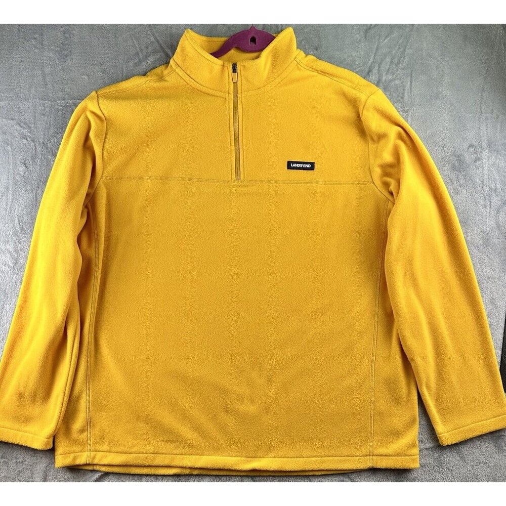 Lands' End Men’s Anywhere Fleece 1/4 Zip Pullover Plus Size‎ 2XLT Yellow